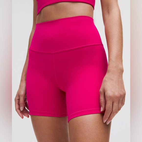 Lululemon Hot Pink Bike Shorts High-Waisted - Picture 1 of 8